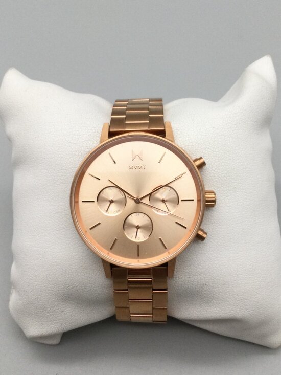MVMT Nova Leo Watch Women 38mm Rose Gold Tone Chronograph BOX New Battery 7.75\